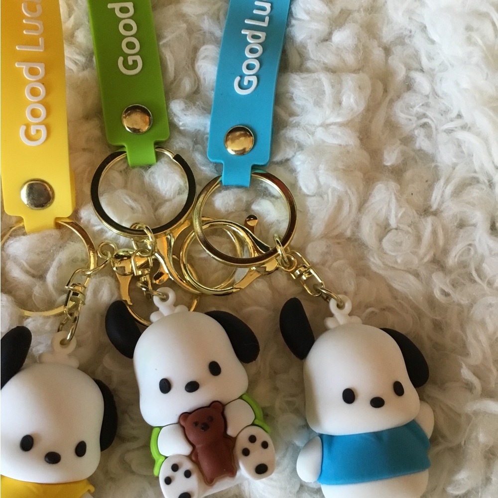 WINNERS CHOICE OF 3= $20Good Luck Silicone Puppy Keychain Charm - White & Black